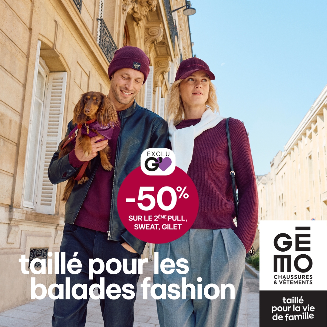 Shopping Promenade - Offre pour les membres G'M chez Gémo ! - publication pull gemo - 1